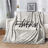 Trendy street sports fashion S-Stussy soft Flannel Throw blanket Children and adult Gift Sofa Travel Camping Household blanket