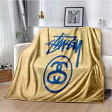 Trendy street sports fashion S-Stussy soft Flannel Throw blanket Children and adult Gift Sofa Travel Camping Household blanket