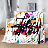 Trendy street sports fashion S-Stussy soft Flannel Throw blanket Children and adult Gift Sofa Travel Camping Household blanket