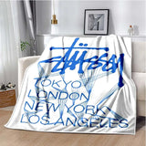 Trendy street sports fashion S-Stussy soft Flannel Throw blanket Children and adult Gift Sofa Travel Camping Household blanket