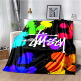 Trendy street sports fashion S-Stussy soft Flannel Throw blanket Children and adult Gift Sofa Travel Camping Household blanket