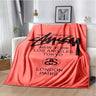 Trendy street sports fashion S-Stussy soft Flannel Throw blanket Children and adult Gift Sofa Travel Camping Household blanket