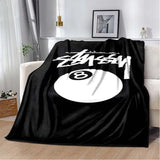 Trendy street sports fashion S-Stussy soft Flannel Throw blanket Children and adult Gift Sofa Travel Camping Household blanket