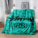 Trendy street sports fashion S-Stussy soft Flannel Throw blanket Children and adult Gift Sofa Travel Camping Household blanket