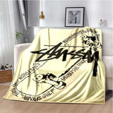 Trendy street sports fashion S-Stussy soft Flannel Throw blanket Children and adult Gift Sofa Travel Camping Household blanket