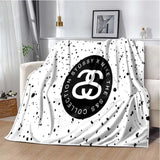 Trendy street sports fashion S-Stussy soft Flannel Throw blanket Children and adult Gift Sofa Travel Camping Household blanket