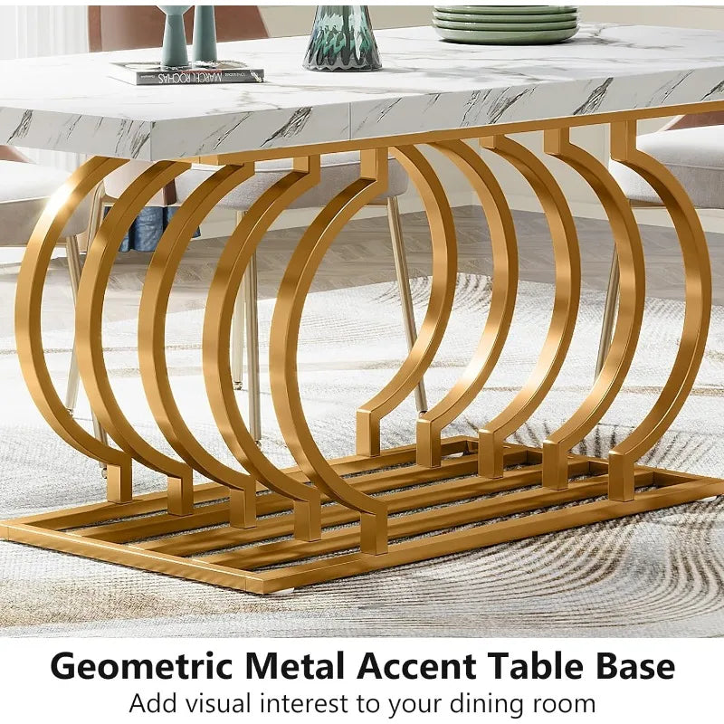 Tribesigns Modern Dining Table, 63 inch Faux Marble Wood Kitchen Table for 6 People, Rectangular Dinner Room Table