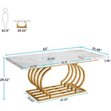 Tribesigns Modern Dining Table, 63 inch Faux Marble Wood Kitchen Table for 6 People, Rectangular Dinner Room Table