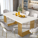 Tribesigns Modern Dining Table for 6-8 People, 70.8-in White Dining Room Table for Kitchen, Wooden Kitchen Table