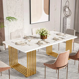 Tribesigns Modern Dining Table for 6-8 People, 70.8-in White Dining Room Table for Kitchen, Wooden Kitchen Table