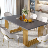 Tribesigns Modern Dining Table for 6-8 People, 70.8-in White Dining Room Table for Kitchen, Wooden Kitchen Table