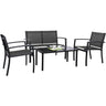 Tuoze 4 Pieces Outdoor Patio Furniture Conversation Glass Coffee Table Bistro Set with Loveseat Garden Yard Lawn and Balcony