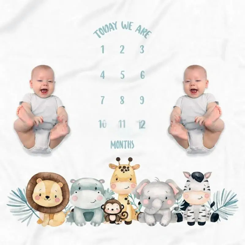 Twin Baby Monthly Record Growth Milestone Blanket Newborn Photography Props infant Toddler photo Background Cloth sheet