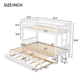 Twin over Twin Pull-out Bunk Bed with Trundle,both with wheels,High-Quality Bunk Bed,Safe & Convenient for Children bedroom use