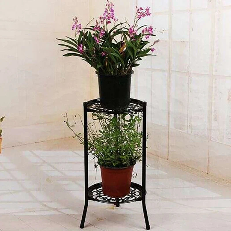 Two-Layer Elegant Metal Plant Stand Shelf Potted Plant Holder Modern Tall Plant Pot Stands For Indoor Outdoor Decor