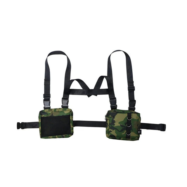 Two Pockets Woman Men Fanny Pack Punk Two Pockets Harness Chest Rig Bag Hip-Hop Tactical Streetwear Phone pocket Waist Pack G174