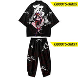 Two-piece Suit XXS-6XL Loose Japanese Cardigan Women Men Cosplay Yukata Clothing Harajuku Samurai Kimono + Pants Sets