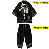 Two-piece Suit XXS-6XL Loose Japanese Cardigan Women Men Cosplay Yukata Clothing Harajuku Samurai Kimono + Pants Sets