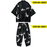 Two-piece Suit XXS-6XL Loose Japanese Cardigan Women Men Cosplay Yukata Clothing Harajuku Samurai Kimono + Pants Sets