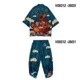 Two-piece Suit XXS-6XL Loose Japanese Cardigan Women Men Cosplay Yukata Clothing Harajuku Samurai Kimono + Pants Sets