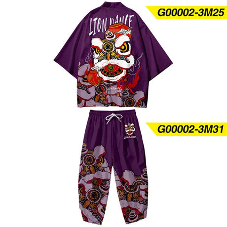 Two-piece Suit XXS-6XL Loose Japanese Cardigan Women Men Cosplay Yukata Clothing Harajuku Samurai Kimono + Pants Sets