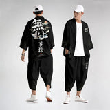 Two-piece Suit XXS-6XL Loose Japanese Cardigan Women Men Cosplay Yukata Clothing Harajuku Samurai Kimono + Pants Sets