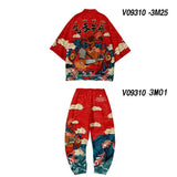 Two-piece Suit XXS-6XL Loose Japanese Cardigan Women Men Cosplay Yukata Clothing Harajuku Samurai Kimono + Pants Sets