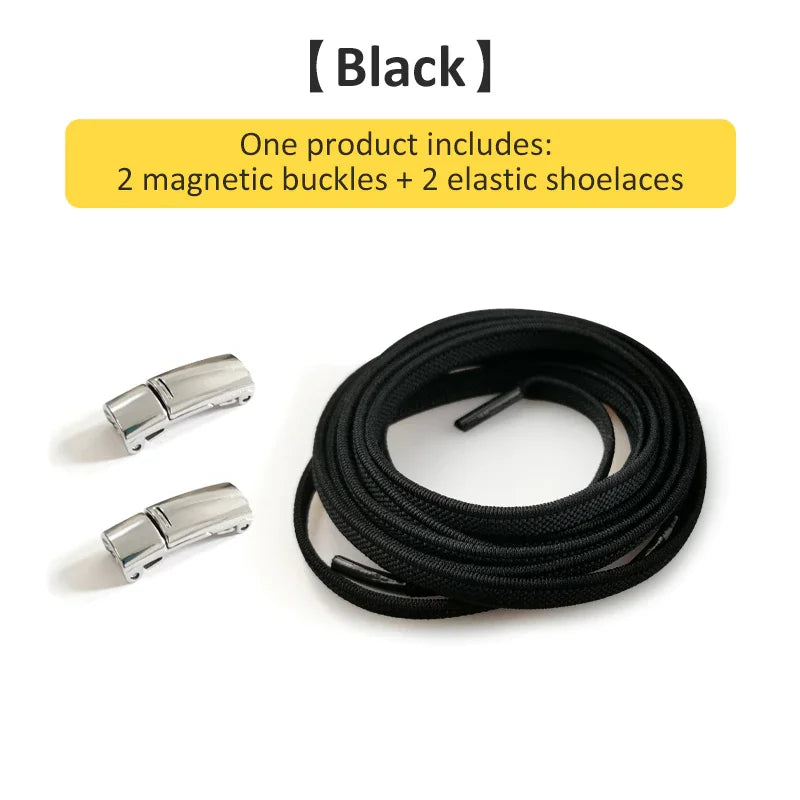 New Elastic Magnetic Shoelaces No Tie Lazy Shoes Laces Kids Adult Sneaker Shoelace  Metal Cross Lock  Flat Shoestring Buckle