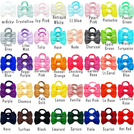 Baby Girls Hair Ties 2 inches Hair Bows Rubber Band Ribbon Hair Bands Ropes for Infant Children Gift 40 Colors in Pairs