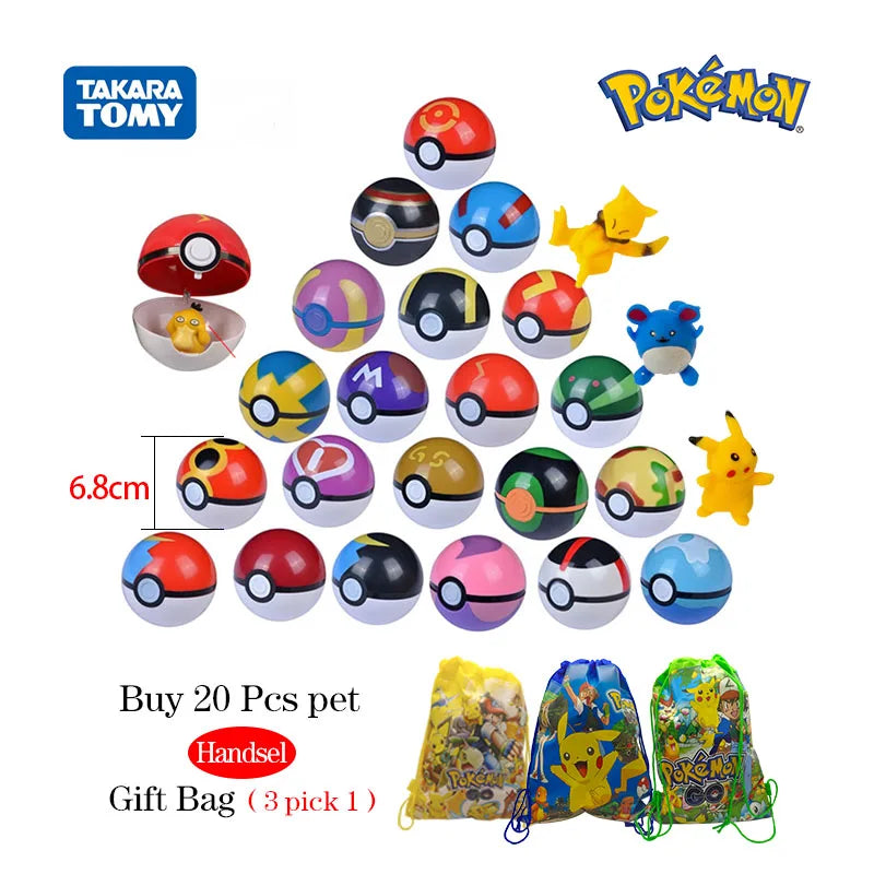 21 Styles 6.8Cm Pokemon Elf Ball New 2-3cm Anime Action Figures Pikachu Pokeball Monster Blind Box Toy Model Dolls Children Gift