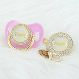 MIYOCAR custom  gold pearl new color  bling pacifier and pacifier clip BPA free dummy bling unique gift baby shower PS-1