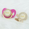 MIYOCAR custom  gold pearl new color  bling pacifier and pacifier clip BPA free dummy bling unique gift baby shower PS-1