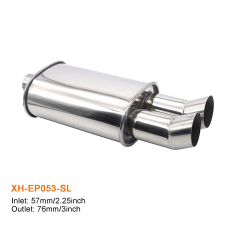 Car Exhaust Muffler Pipes Tailpipe System Racing Sport Mufflers Turbo Sound Boost Stainless Steel 63mm Double Inlet Outlet