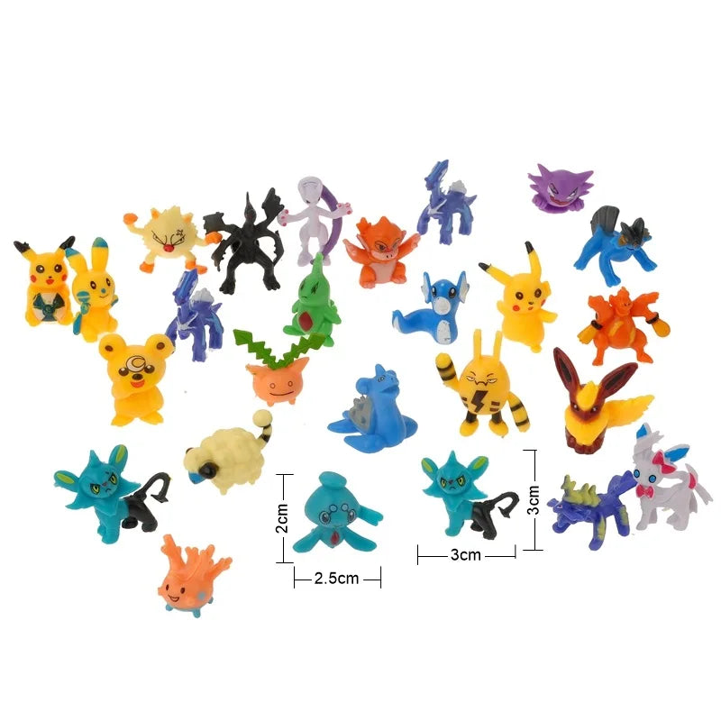 Pokemon Mini Figures 2-3CM  Anime Action Pikachu 24-144 Not Repeating Model Toy Kid Collect Dolls Birthday Gift Give Pokémon Bag