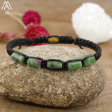 Natural Black Tourmaline Nugget Beads Knotted Handmade Woven Bracelet Women Stone Beads Braid Bracelet Adjustable N0456AMI