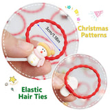 20Pcs Elastic Hair Tie For Baby Girl Kid Children Christmas Pattern Party Festival Hair Band Hair Accessories Rubber Bands Gifts