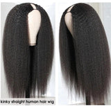 Kinky Straight V Part Wig Human Hair Wigs For Women 180 Density Brazilian Human Hair Upgrade U part Wig No Glue No Leave Out