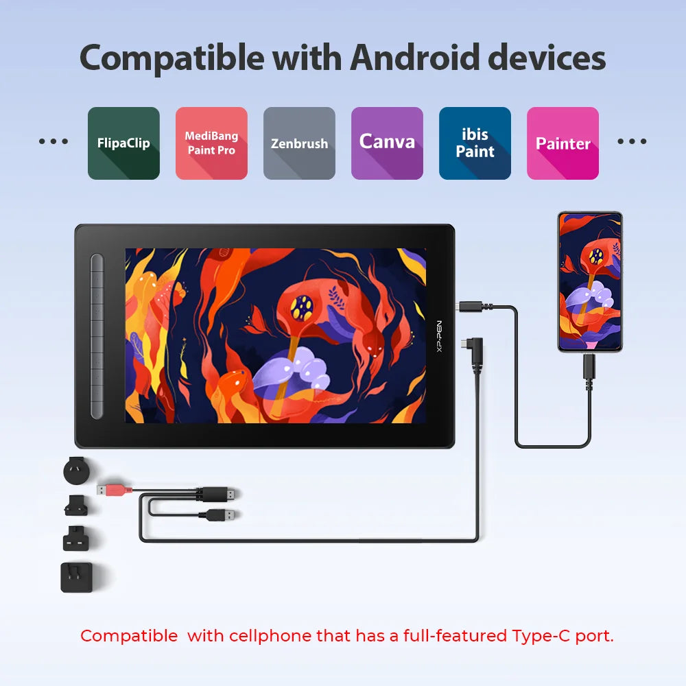 XPPen Artist 16 Graphic Tablet Monitor Drawing Pen Display 127% sRGB X3-powered Stylus 10 Keys Tilt Support Windows Mac Android