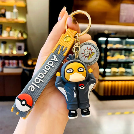 Pokemon Keychain Anime Figures Pikachu Cartoon Key Chain Charmander Psyduck Fashion Bag Keyring Pendant Accessories Toy Kid Gift