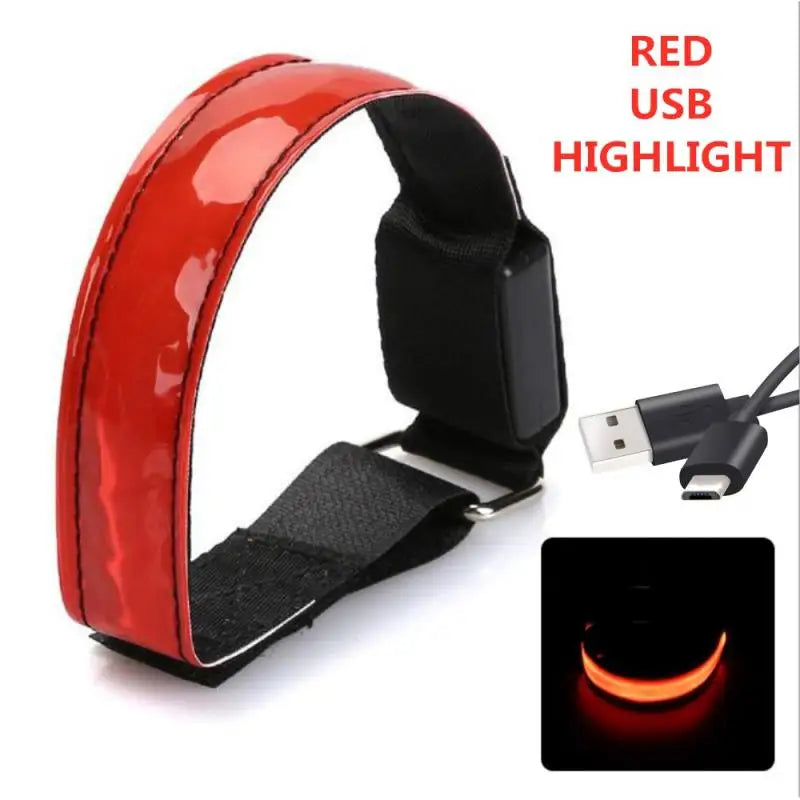 USB Charging LED Luminous Night Running Armband Bracelet Outdoor Sports Reflective Safety Belt Bicycle Cycling Luminous Arm Band