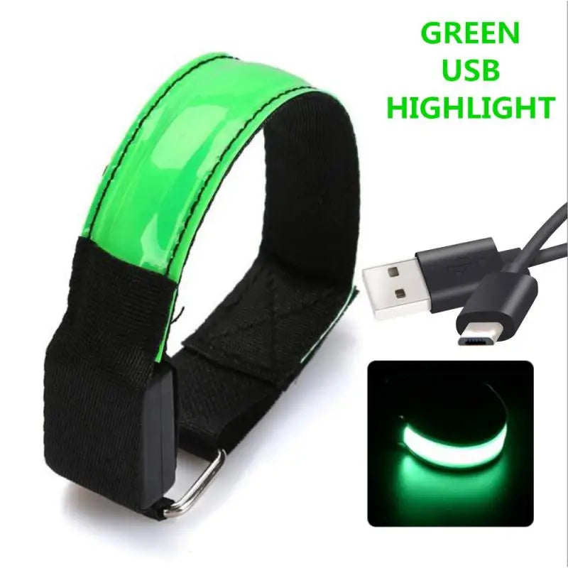 USB Charging LED Luminous Night Running Armband Bracelet Outdoor Sports Reflective Safety Belt Bicycle Cycling Luminous Arm Band