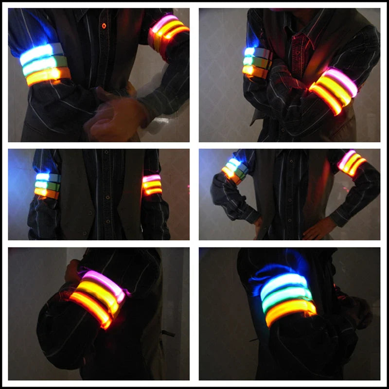 USB Charging LED Luminous Night Running Armband Bracelet Outdoor Sports Reflective Safety Belt Bicycle Cycling Luminous Arm Band