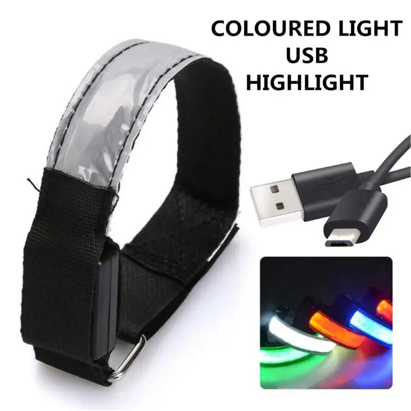 USB Charging LED Luminous Night Running Armband Bracelet Outdoor Sports Reflective Safety Belt Bicycle Cycling Luminous Arm Band