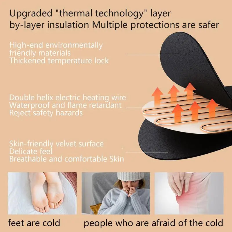 USB Heated Shoe Insoles for Feet Warm Sock Pad Mat 3500mAh Battery Rechargeable Foot Warmer Washable Thermal Insoles