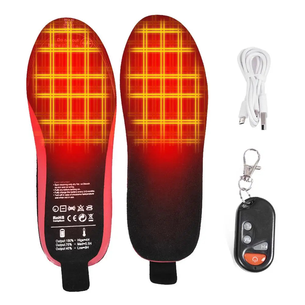 USB Heated Shoes Insoles Rechargeable Electric Feet Warmer Winter Outdoor Remote Control Heating Insoles Foot Warming Shoes Pad