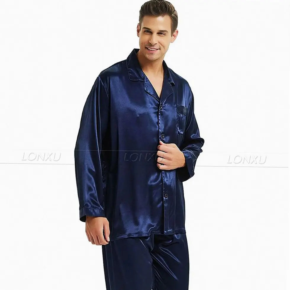 Mens Silk Satin Pajamas Set  Pajama Pyjamas Set  PJS  Set  Sleepwear  Loungewear  S,M,L,XL,2XL,3XL,4XL__Perfect  Gifts