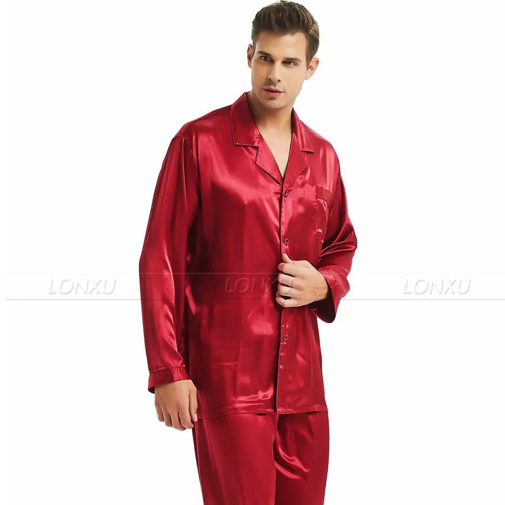 Mens Silk Satin Pajamas Set  Pajama Pyjamas Set  PJS  Set  Sleepwear  Loungewear  S,M,L,XL,2XL,3XL,4XL__Perfect  Gifts