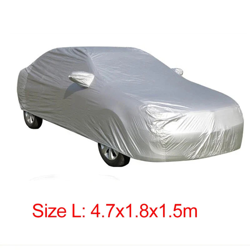 Universal Full Car Covers Snow Ice Dust Sun UV Shade Cover Foldable Light Silver Auto Car Outdoor Protector Cover Not Waterproof