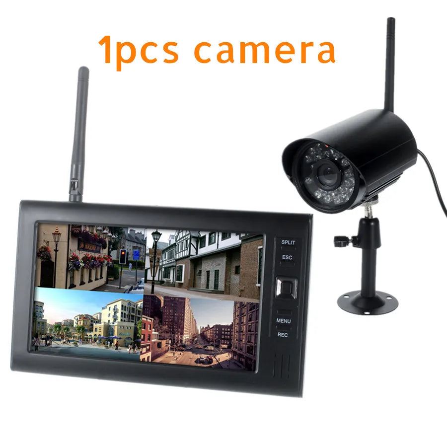 7" lcd cctv security system wifi wireless camera video surveillance set outdoor battery IR cam home dvr kit usb sd w/ recording