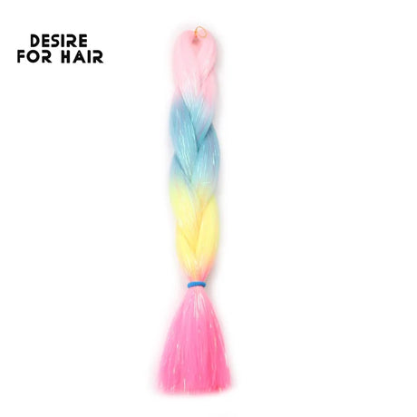 Desire for Hair 5Packs Synthetic Braiding Hair Christmas Colors Mix Tinsel Glitter Green Synthetic Hair Extensions Jumbo Braids